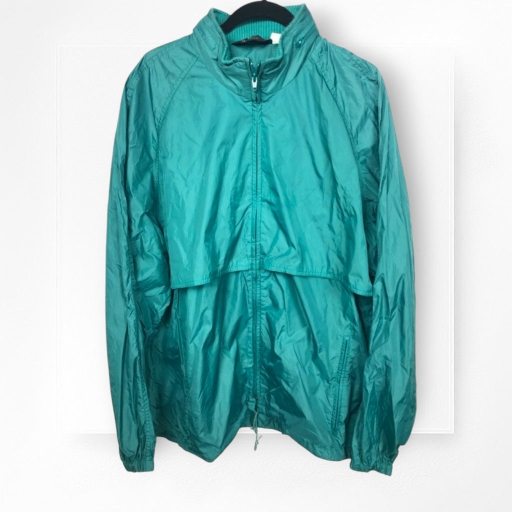Vintage Woolrich Windbreaker Jacket Jungle Green Men's Full Zip Hood XL